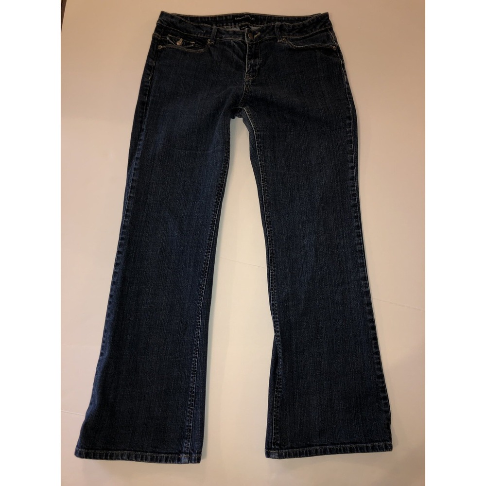 Banana Republic Mid Rise Bootcut Jeans Medium Dark Wash Stretch Denim Size 10R‎